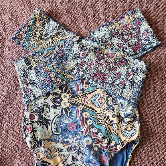 Anthropologie Off Shoulder Smocked Swimsuit  Size L - Picture 6 of 15